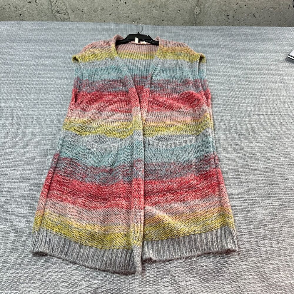 MOTH Sleeveless Cardigan XS / S Mohair Blend Colorful Striped‎ Lagenlook Artsy